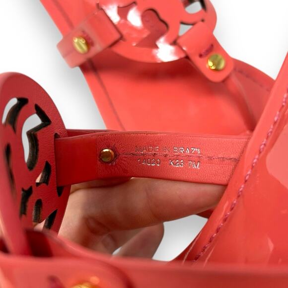 Tory Burch Patent Leather Miller Sandal Coral Crush 7 Women’s - Picture 9 of 12